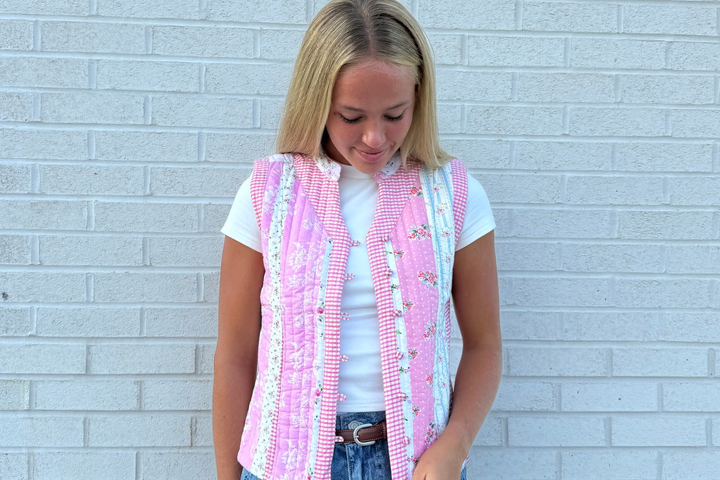 Pink patchwork Vest