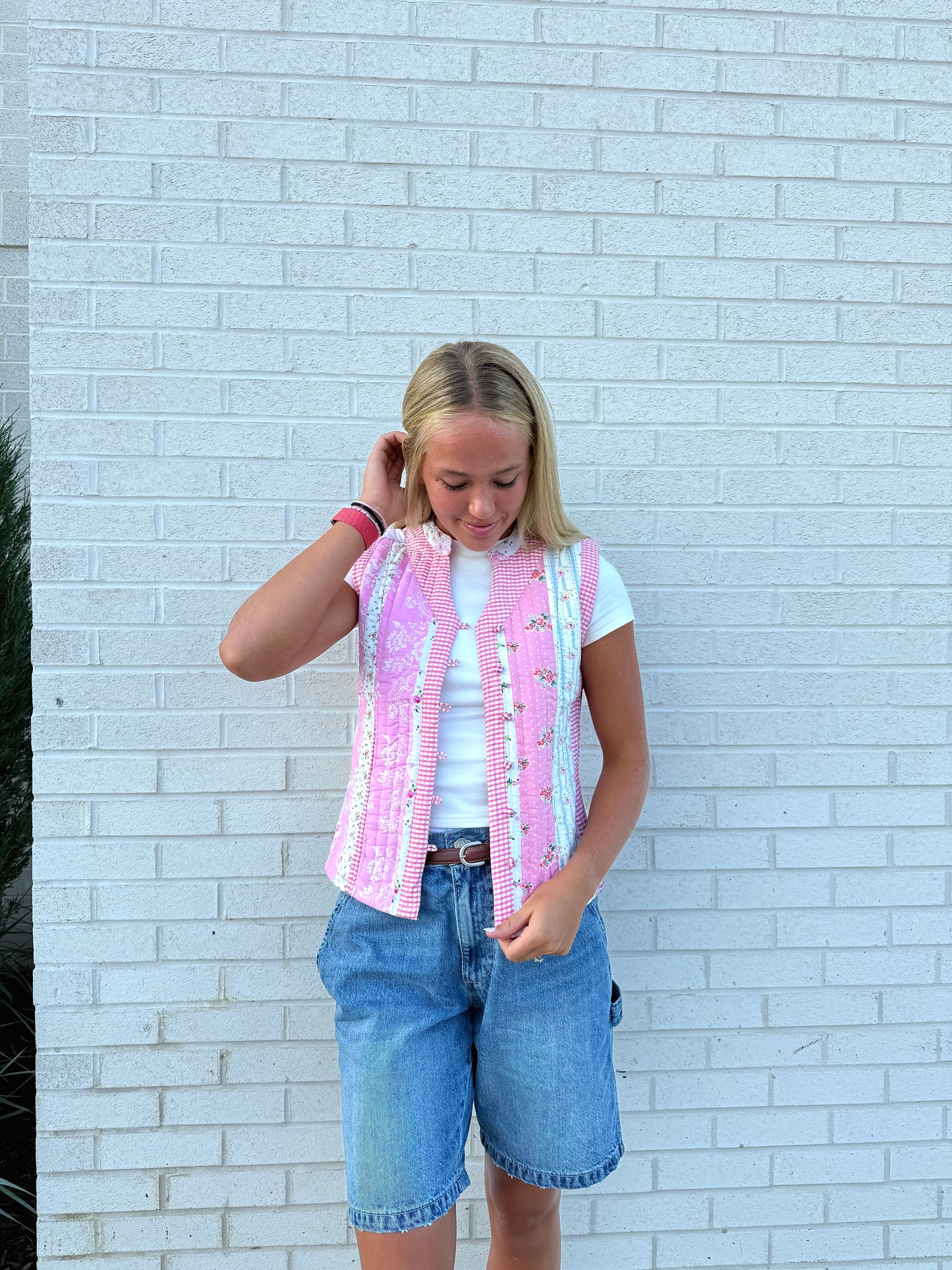Pink patchwork Vest
