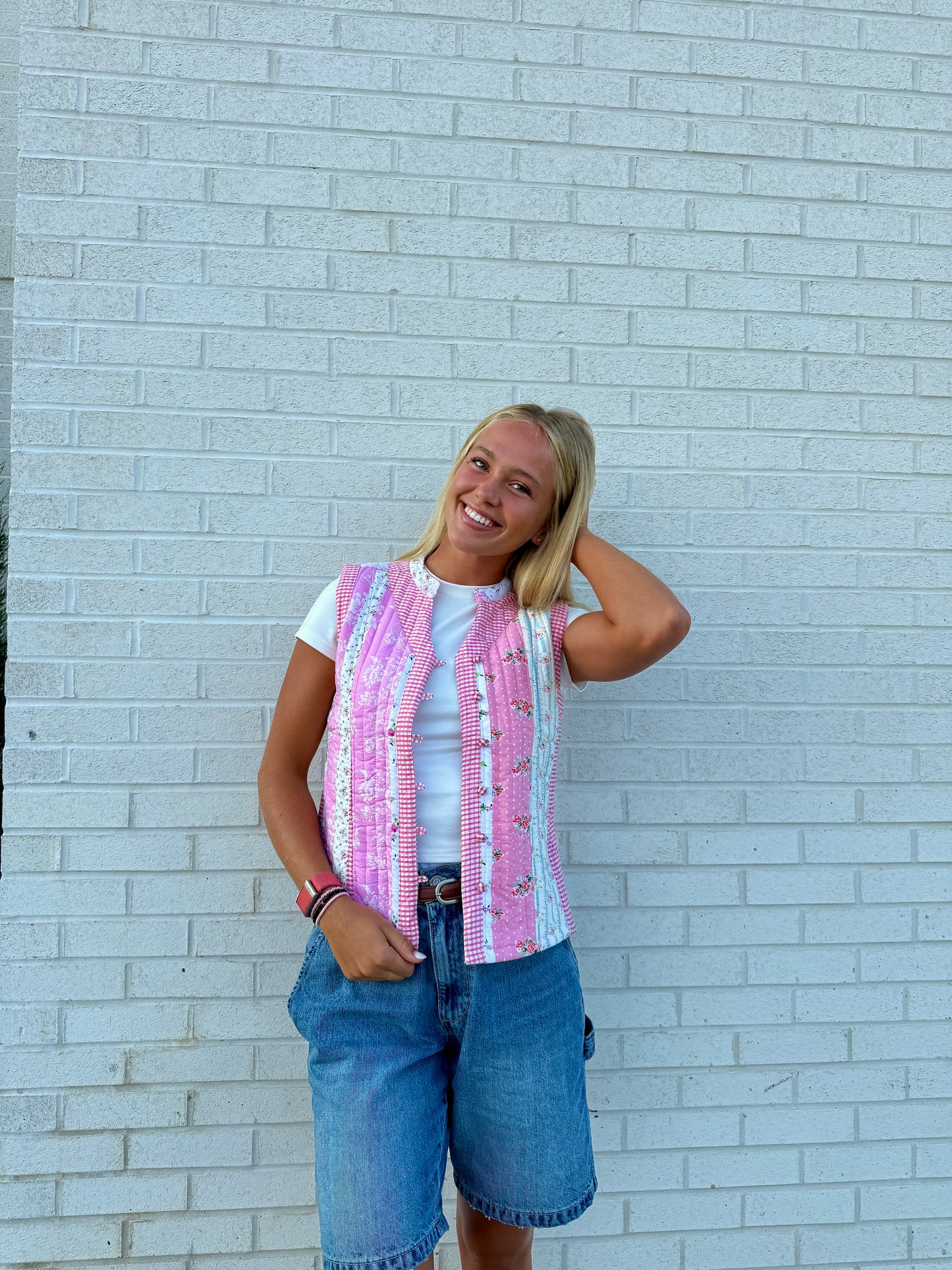 Pink patchwork Vest