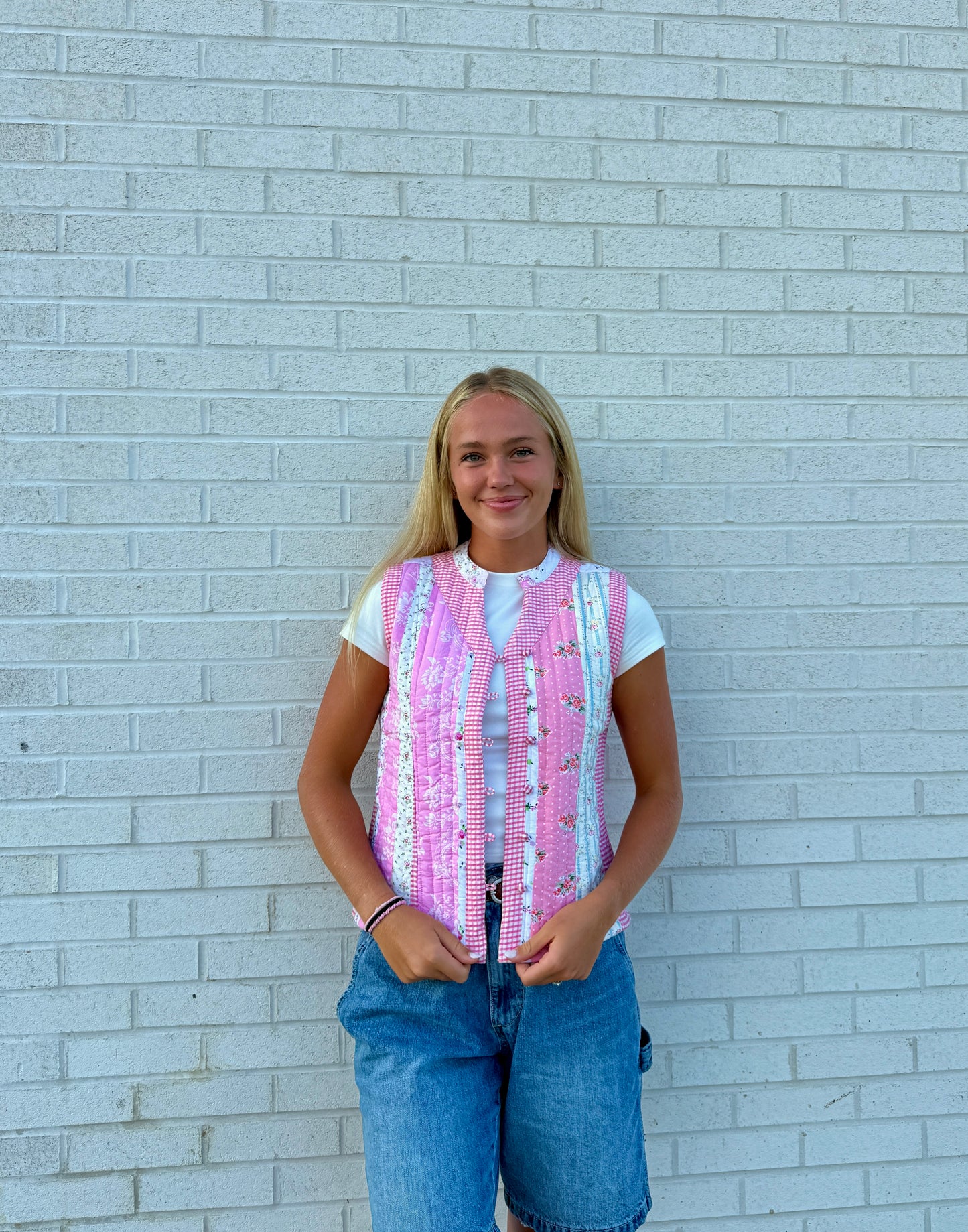 Pink patchwork Vest